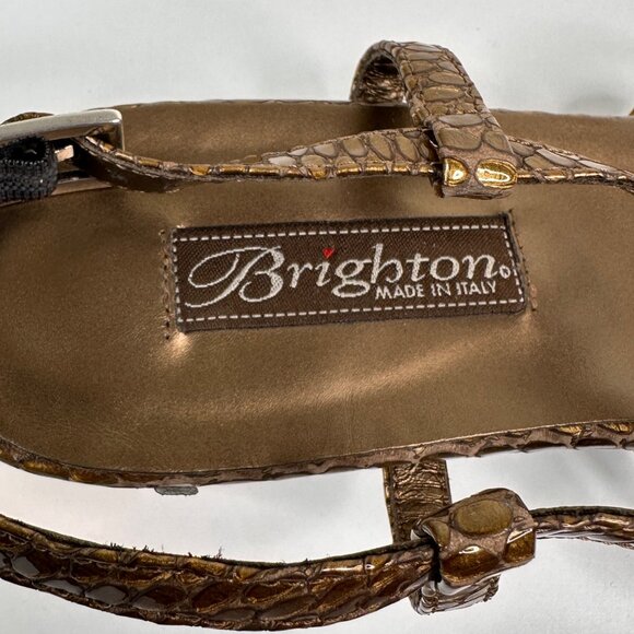 Brighton Brown Faux Snakeskin Sandals With Silver Floral Medallion Size 8.5 - Picture 7 of 10